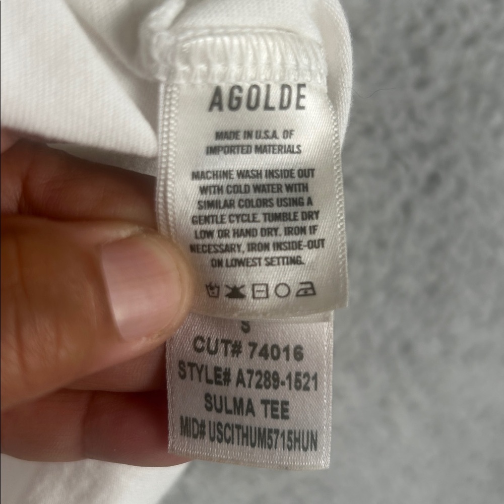 AGOLDE Salma Tee Crewneck Short Sleeve Cotton Relaxed White Top Size S - Picture 11 of 16